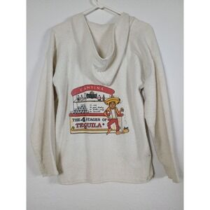 Vintage Mexico Burlap Weave Hooded Poncho Sweater "4 Stages of Tequila" Bar...